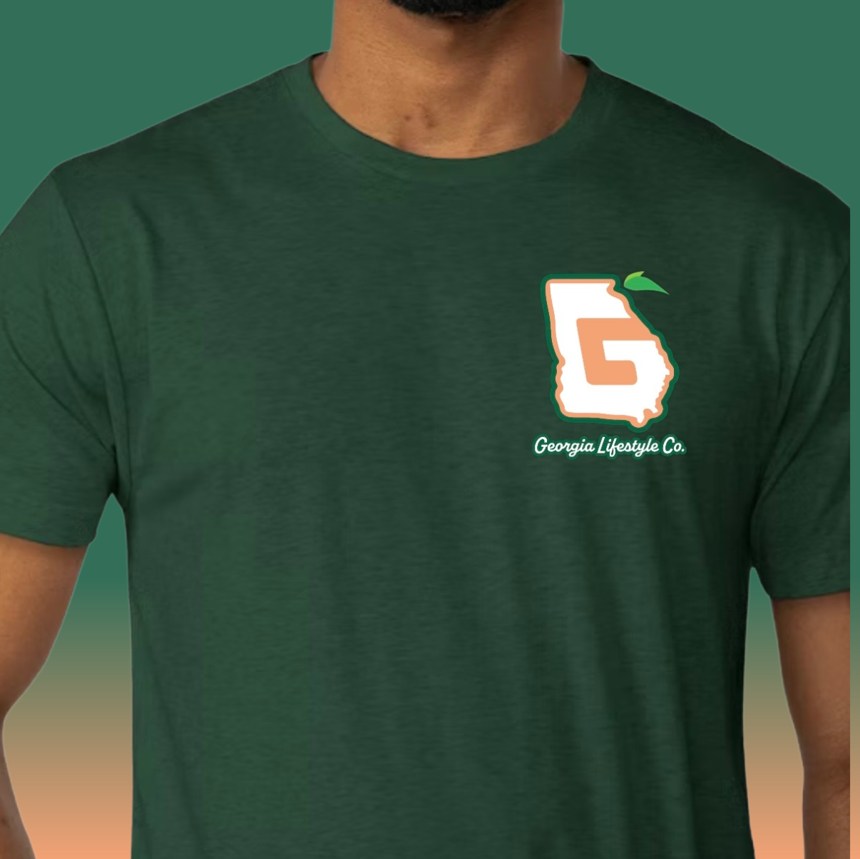 Heather Forest Green/Peach/White